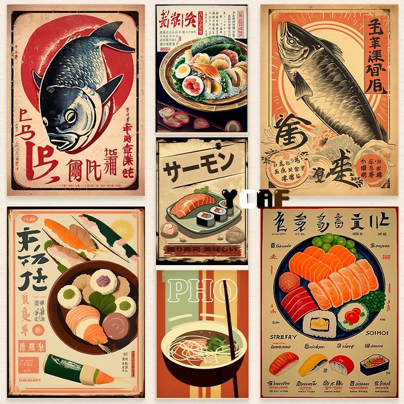 Japanese Lifestyle Food - 빈티지 일본 음식 포스터 캔버스 인쇄,