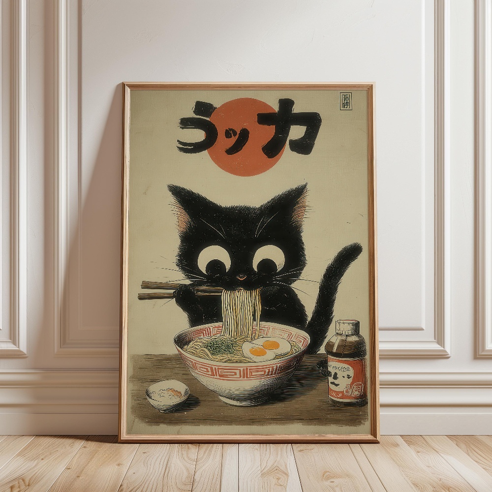 검은 고양이가 라면을 먹고 있는 비오는 정원 일본풍경  - Japanese Eating Lifestyle 리뷰 및 가격